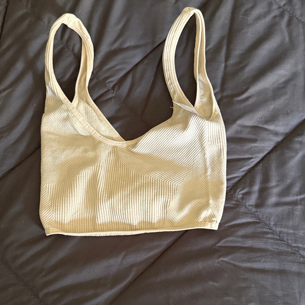 Women's Cream Ribbed Bralette